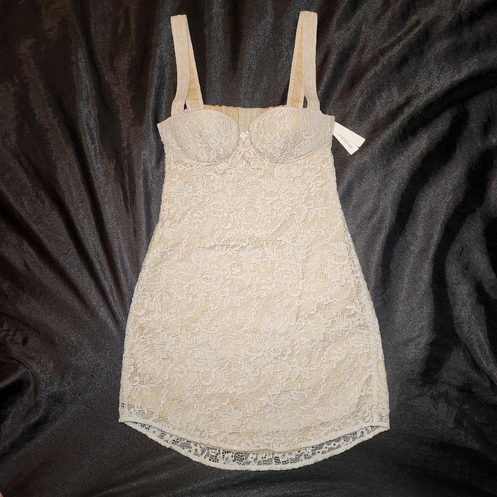 Rumored Lover Boy Cream Sparkle Lace Mini Dress - Picture 4 of 14